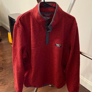 L.L. Bean Men's Red 1/4 snap fleece pullover sweater